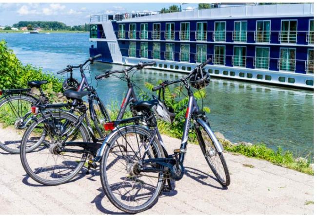 Bikes near AMA river cruise ship